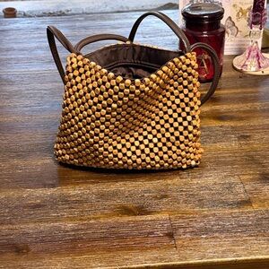 Handbag Stylish Brown wood beaded The SAK,